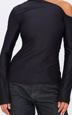 Black Slinky Asymmetric Longline Top