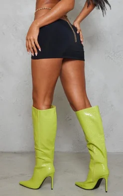 Black Slinky Basic Low Rise Extreme Micro Mini Skirt