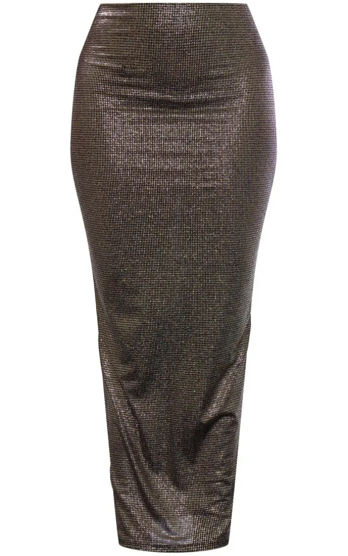 Black Slinky Sequin Maxi Skirt