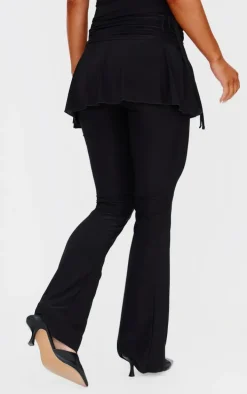 Black Slinky Skirt Overlay Flare Pants