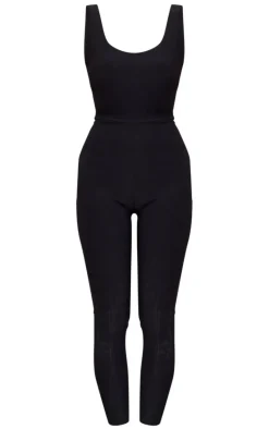 Black Slinky Sleeveless Scoop Neck Jumpsuit