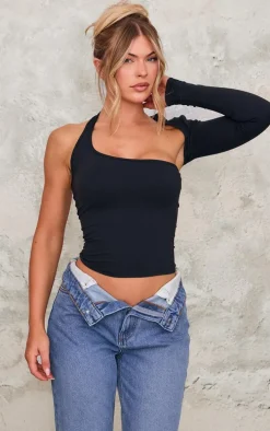 Black Snatched Sculpt Arm Detail Top