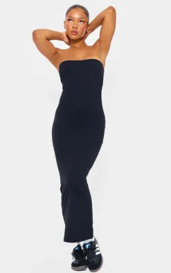 Black Snatched Sculpt Bandeau Midaxi Dress