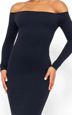 Black Snatched Sculpt Bardot Midaxi Dress