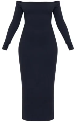 Black Snatched Sculpt Bardot Midaxi Dress
