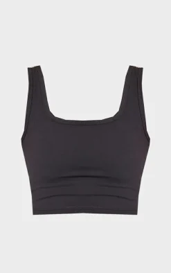 Black Snatched Sculpt Longline Crop Top