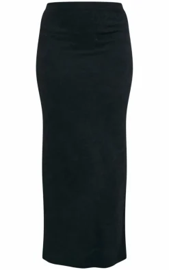 Black Soft Rib Maxi Skirt