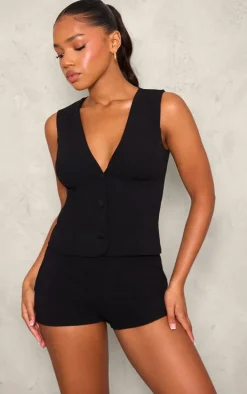 Black Soft Tailored Hotpants