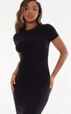 Black Soft Touch Cap Sleeve Midaxi Dress