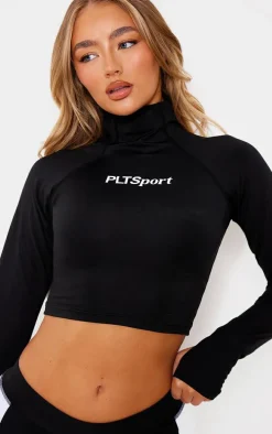 Black Soft Touch High Neck Gym Top