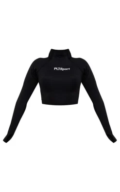 Black Soft Touch High Neck Gym Top
