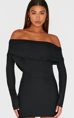 Black Soft Touch Long Sleeve Mini Dress