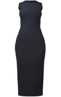 Black Soft Touch Racer Neck Sleeveless Midaxi Dress