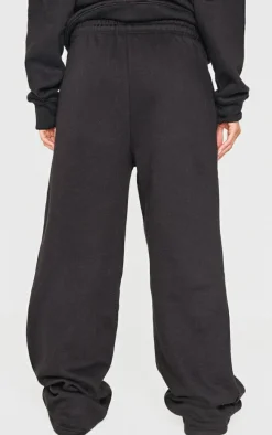Black Straight Leg Seam Detailed Sweatpants