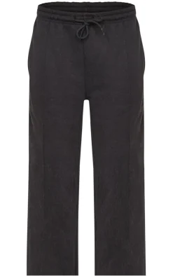 Black Straight Leg Seam Detailed Sweatpants