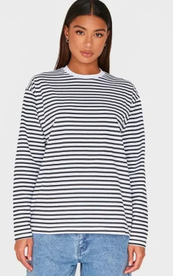 Black Stripey Oversized T Shirt