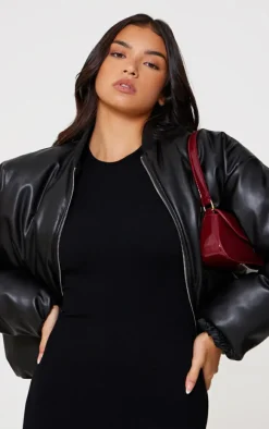 Black Structured Snatched Rib Racer Neck Midaxi Dress