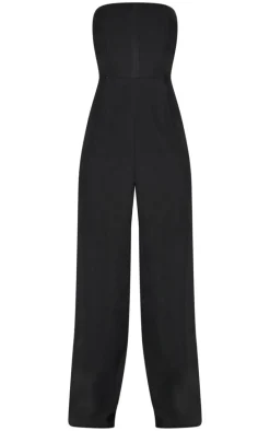 Black Structured Woven Bandeau Boned Detailed Jumpsuit