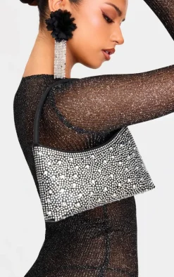 Black Stud Diamante Shoulder Bag