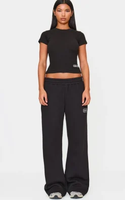 Black Studio Archives Embroidered Wide Leg Sweatpants