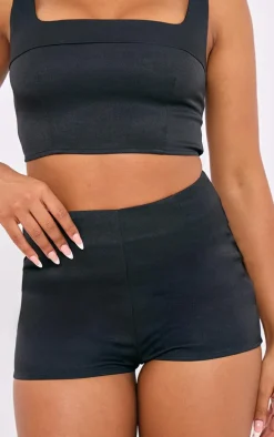 Black Tailored Woven High Waisted Shorts