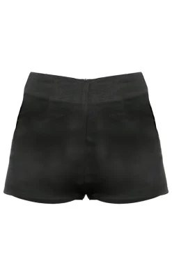 Black Tailored Woven High Waisted Shorts