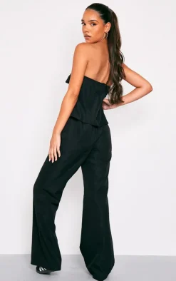 Black Tailored Woven Overlay Bandeau Jumpsuit