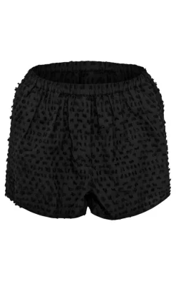 Black Textured Floaty Shorts