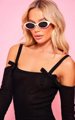 Black Textured Knit Bow Detail Bardot Mini Dress