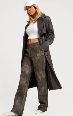 Black Textured PU Trench