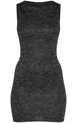 Black Textured Sleeveless Bodycon Dress
