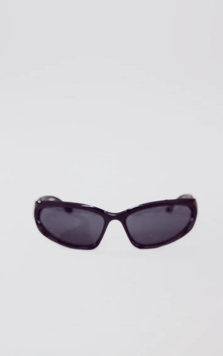 Black Thick Frame Visor Sunglasses