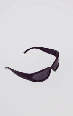 Black Thick Frame Visor Sunglasses