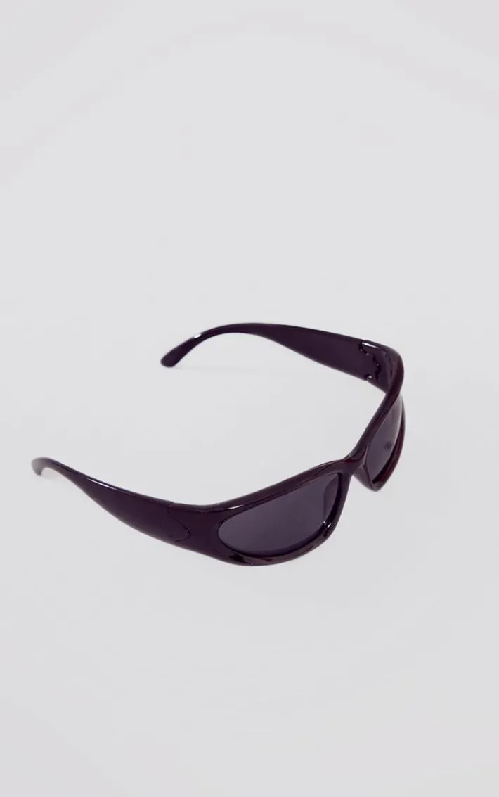 Black Thick Frame Visor Sunglasses