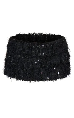 Black Tinsel Velvet Rara Mini Skort