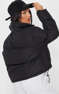Black Toggle Detail Puffer Jacket