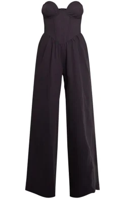 Black Underwire Corset Detail Tailored Jumpsuit