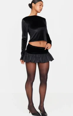 Black Velvet Long Sleeve Boatneck