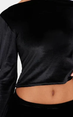 Black Velvet Long Sleeve Boatneck