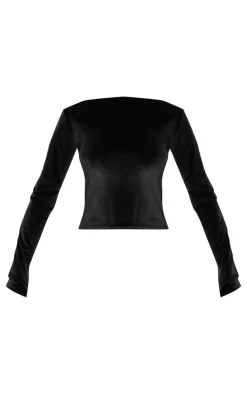 Black Velvet Long Sleeve Boatneck