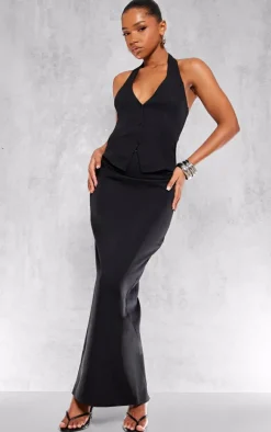 Black Vest Detail Maxi Dress