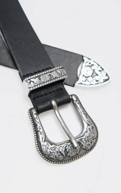 Black Western Buckle Wide Belt