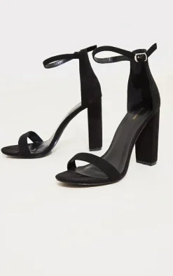 Black Wide Fit Block Heeled Sandals