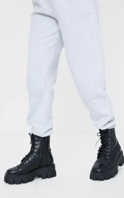 Black Wide Fit Lace Up Extreme Chunky Combat Boots