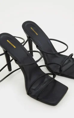 Black Wide Fit Tube Strappy Laces Up High Heels