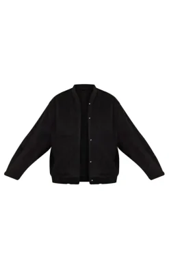 Black Wool Look Oversized Jacket