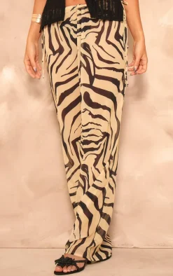 Black Zebra Print Chiffon Tie Side Maxi Skirt