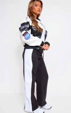 Black Zip Side Wide Leg Sweatpants
