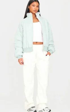 Blue & Pink Reversible Bomber Puffer Jacket