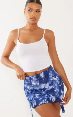 Blue Acid Wash Cargo Pocket Detail Micro Mini Skirt